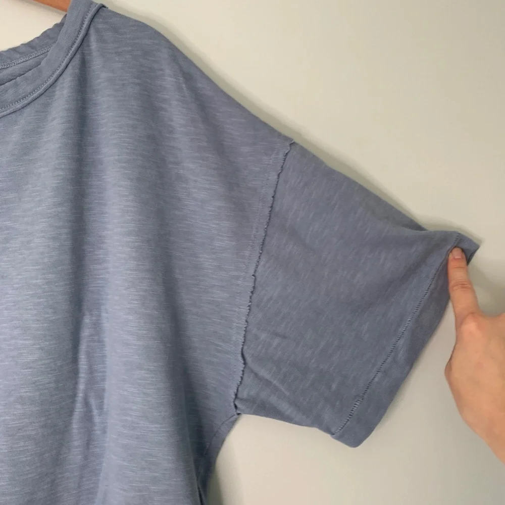 Splendid Oversized Crew Neck Crop Top Blue Sz XS - Picture 4 of 7